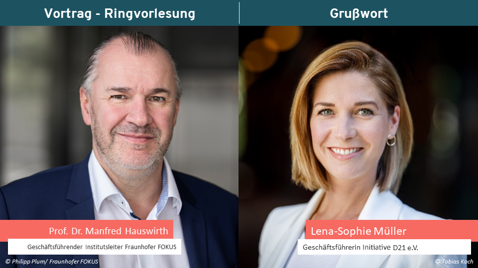 Portraitfoto von Prof. Dr. Manfred Hauswirth und Lena-Sophie Müller.